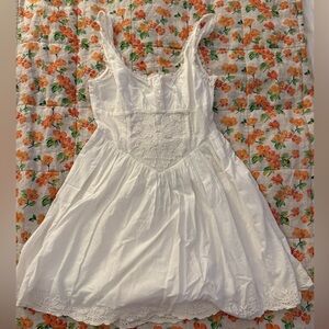 Zara Floral White Dress with Lace Detail